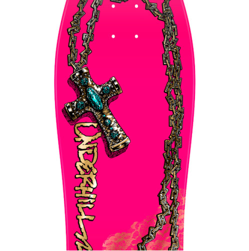 Powell Peralta Underhill Reissue Skateboard Deck Pink/Gold Foil 9.9" graphic