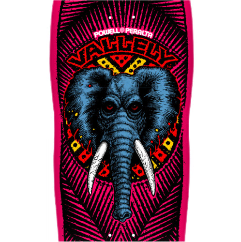 Powell Peralta Vallely Elephant Reissue Skateboard Deck Pink Foil 9.85" graphic