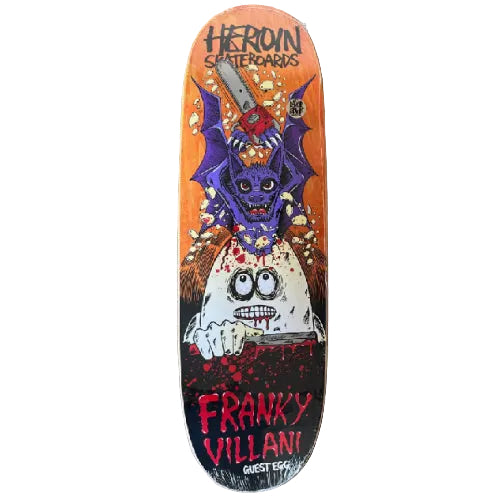 Heroin Villani Guest Egg Symmetrical Skateboard Deck 9.5" orange veneer