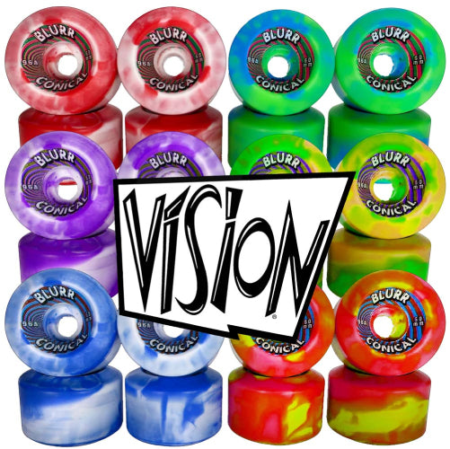 Vision Blurr Conicals Skateboard Wheels Red/White Swirl 60MM 96A