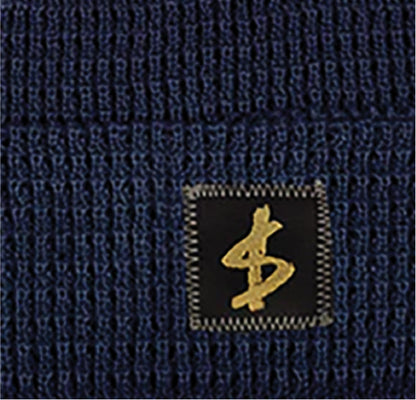 $lave Standard Label Waffle Beanie - Navy