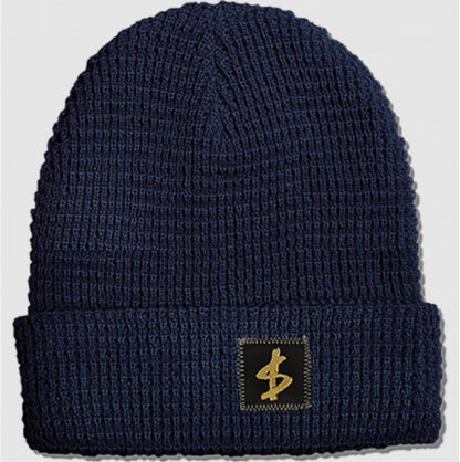 $lave Standard Label Waffle Beanie - Navy