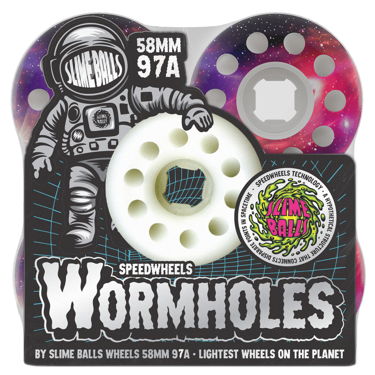 Slime Balls Worm Holes White Skateboard Wheels 58MM 97A packaging