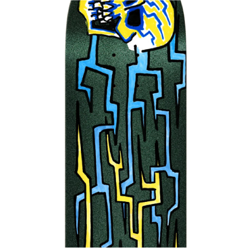 Krooked Worrest Skulls & Bolts Twin Tail Slick Skateboard Deck 8.3" graphic