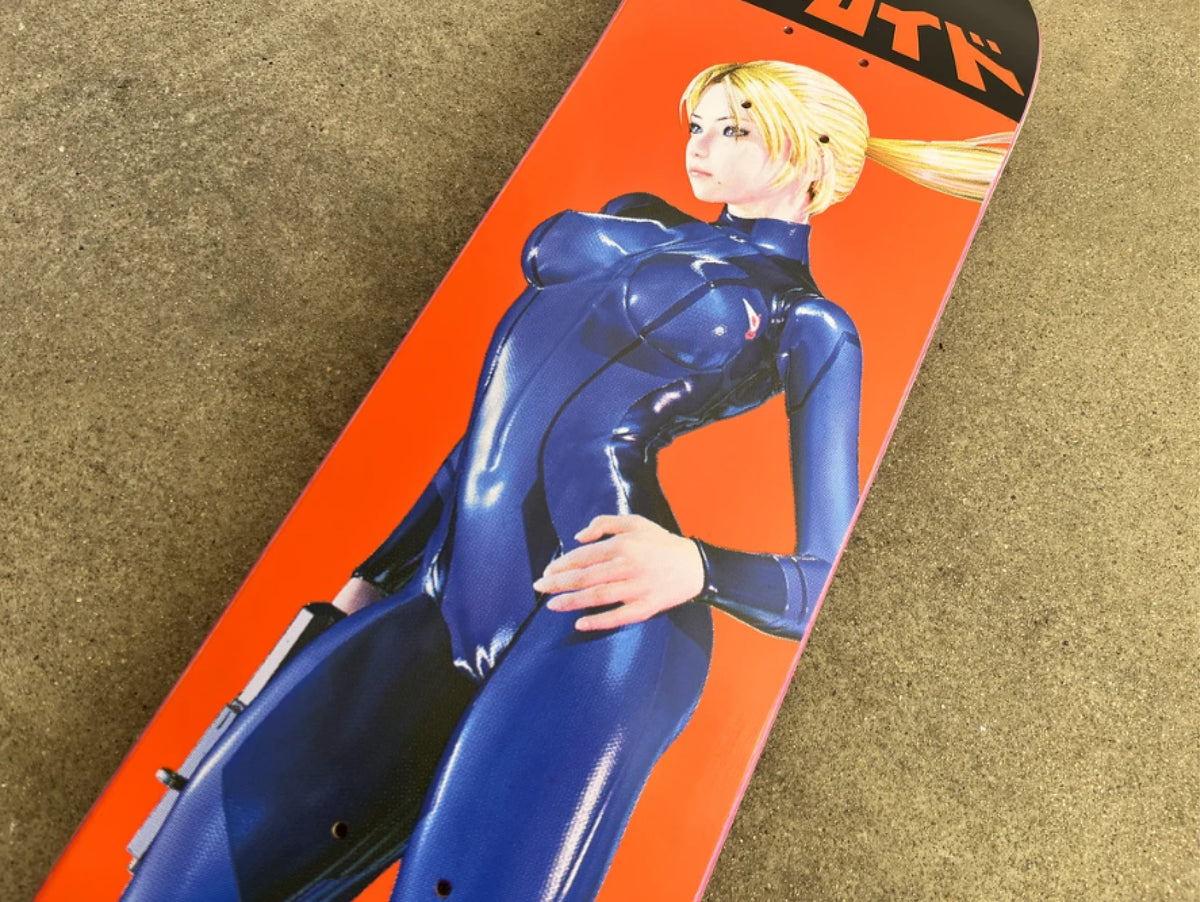 Hook-Ups Jeremy Klein Samus Zero Suit Skateboard Deck 8.5" graphic