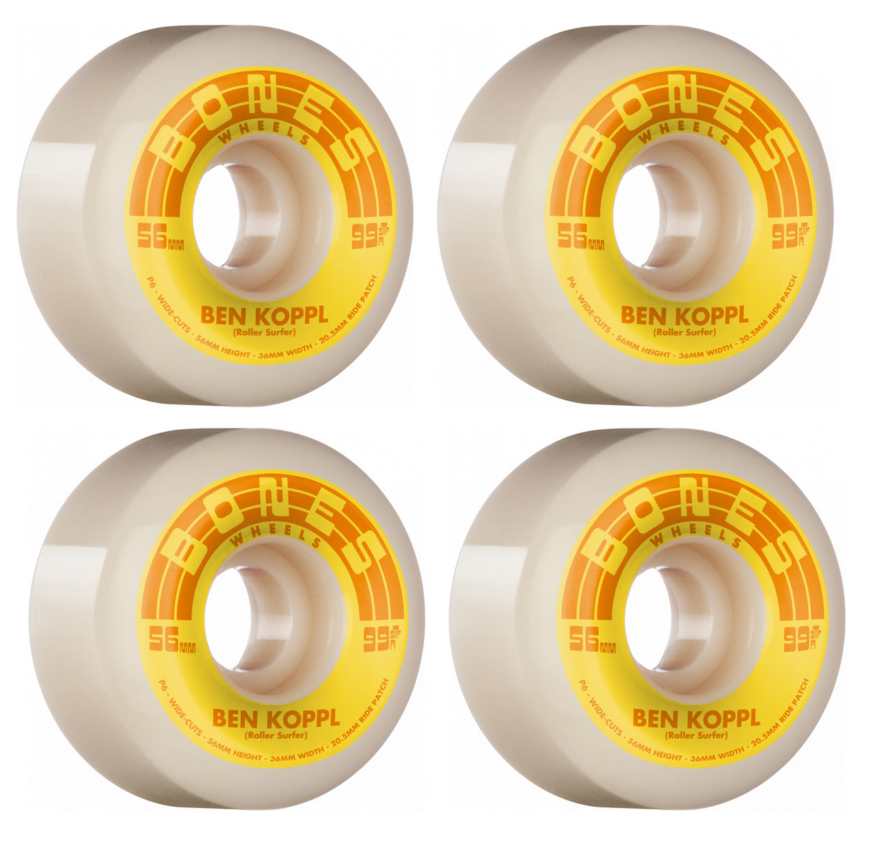 Bones Rollersurfer Koppl Pro V6 Wide-cut STF 56MM Wheels