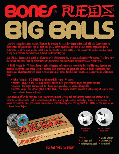 Bones Reds Big Balls Skateboard Bearings