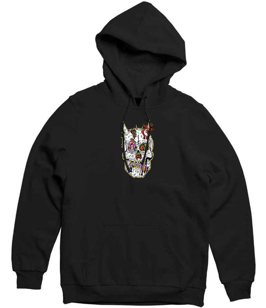 Deathwish Skull Head Demons Pullover Hooded Sweatshirt - Black