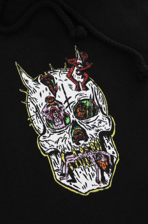 Deathwish Skull Head Demons Pullover Hooded Sweatshirt - Black