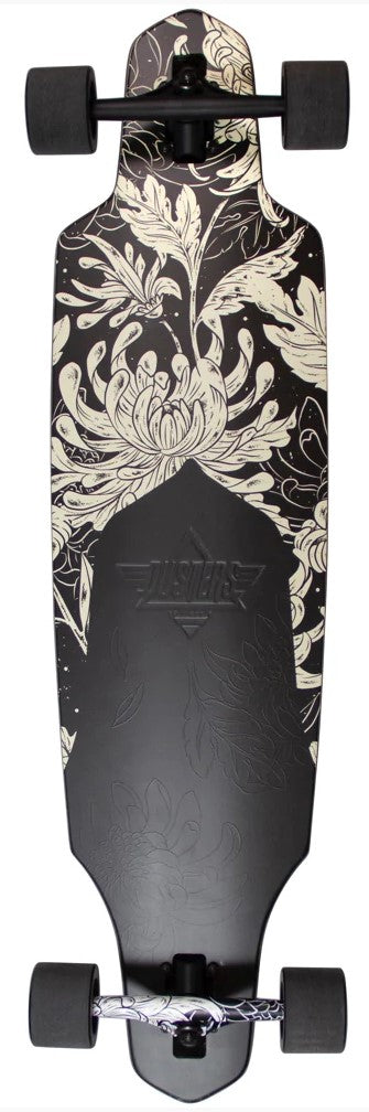 Dusters Channel Blooming Black, White Longboard Complete 38"