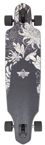 Dusters Channel Blooming Black, White Longboard Complete 38"