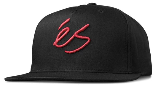 eS Script Black with Red Snapback Hat