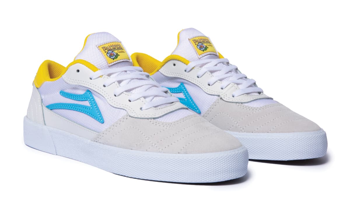 Lakai X Pacifico Cambridge SMU White, Cyan, Yellow Suede Skateboard Shoe