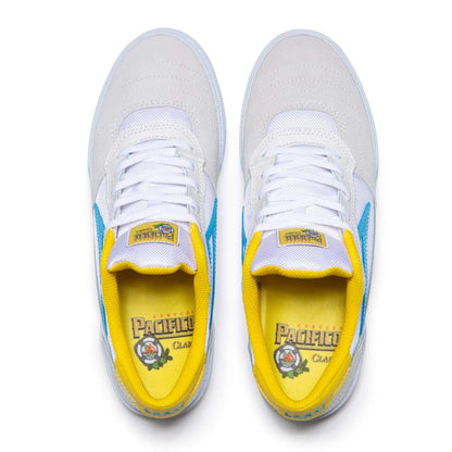 Lakai X Pacifico Cambridge SMU White, Cyan, Yellow Suede Skateboard Shoe