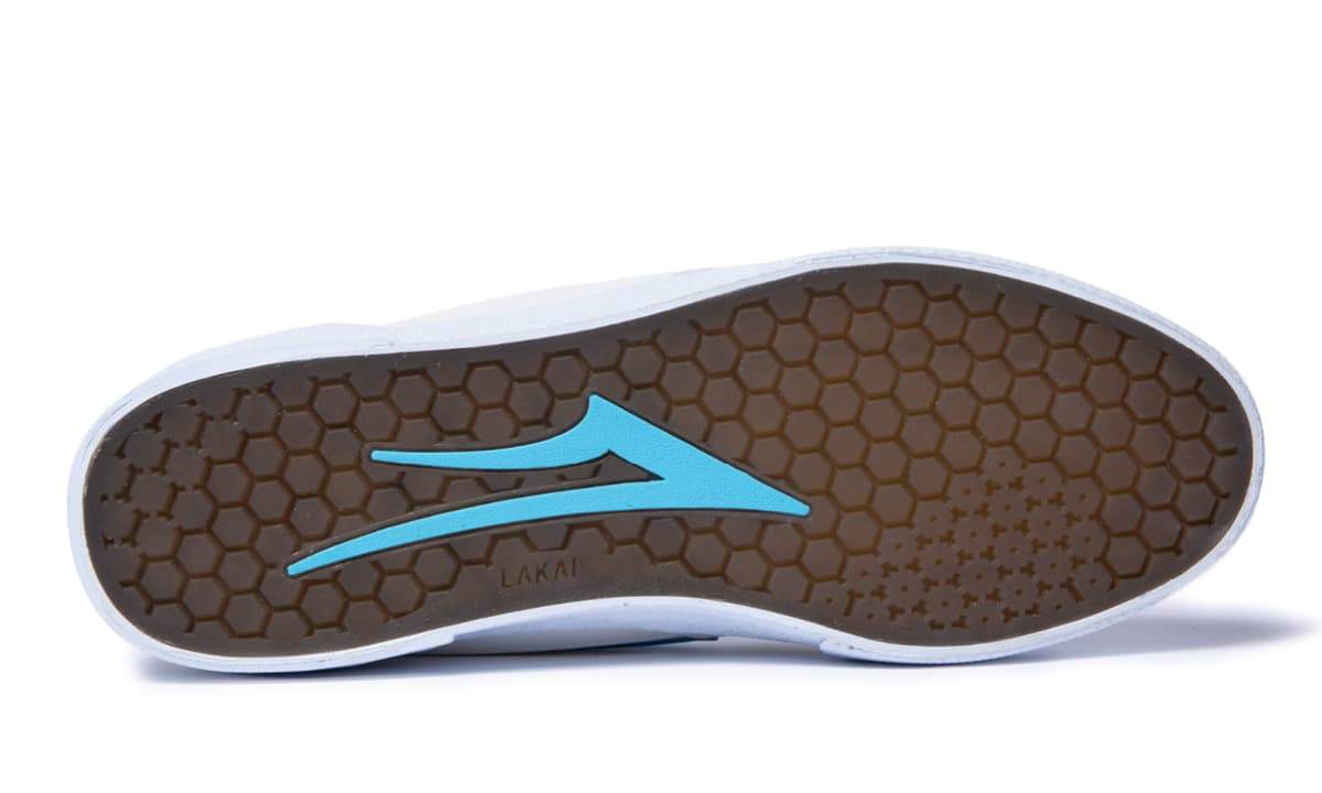 Lakai X Pacifico Cambridge SMU White, Cyan, Yellow Suede Skateboard Shoe
