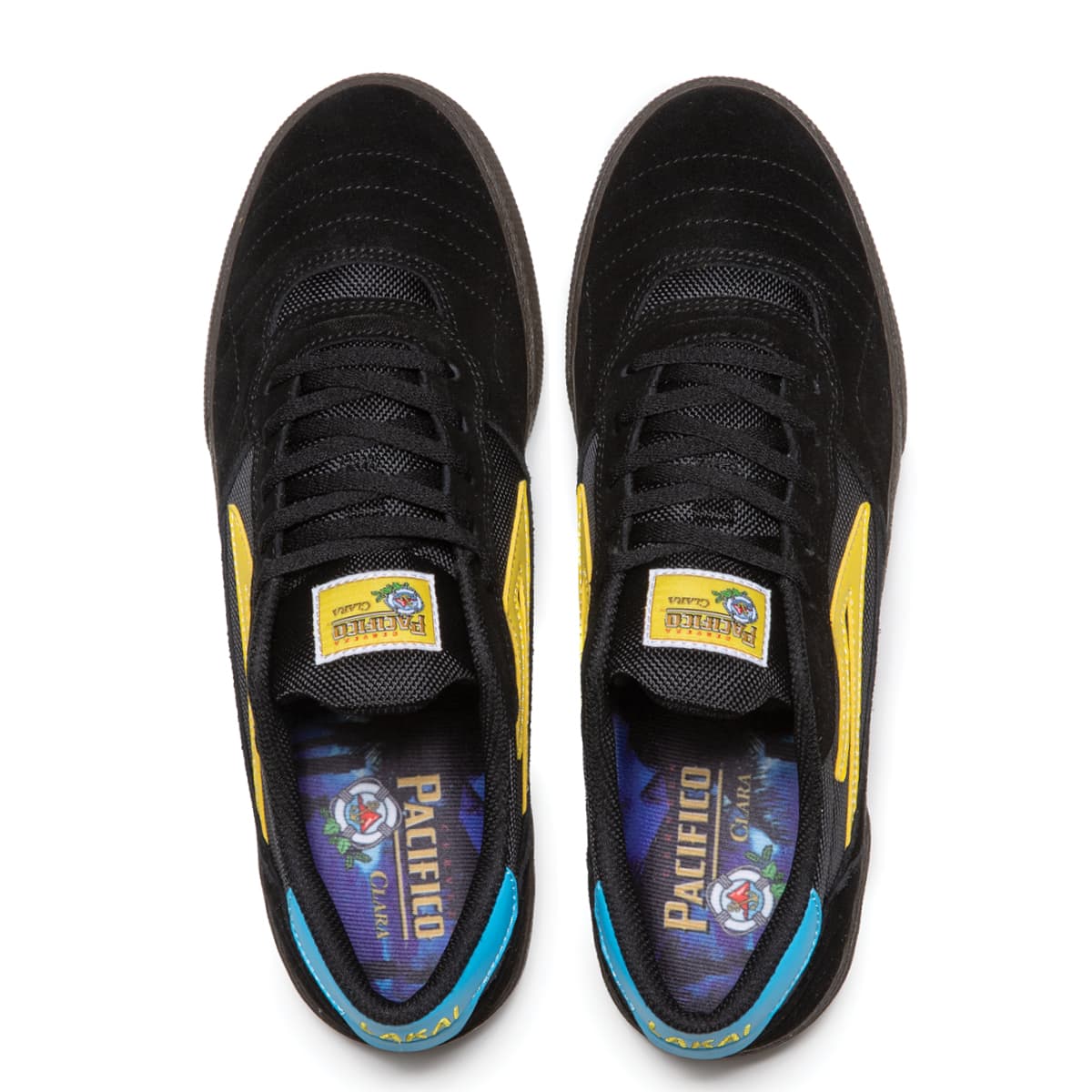 Lakai X Pacifico Cambridge Black, Cyan, Yellow, Gum Suede Skateboarding Shoe
