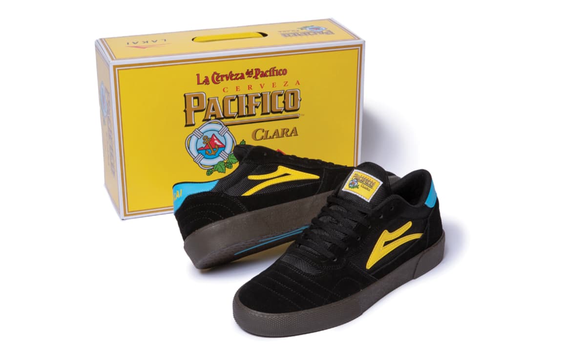 Lakai X Pacifico Cambridge Black, Cyan, Yellow, Gum Suede Skateboarding Shoe