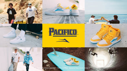Lakai X Pacifico Cambridge White, Cyan, Yellow Suede Skate Shoe