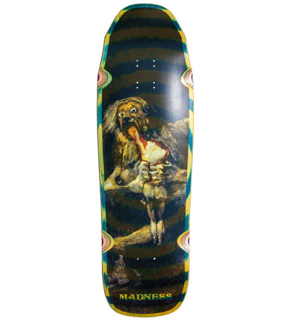 Madness Halftone Green Swirl Saturn Eating His Son R7 Shaped Skateboard Deck 9.5"