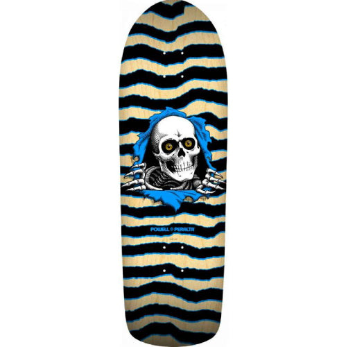 Powell Peralta Old School Ripper Natural, Blue Reissue Skateboard Deck 9.89"