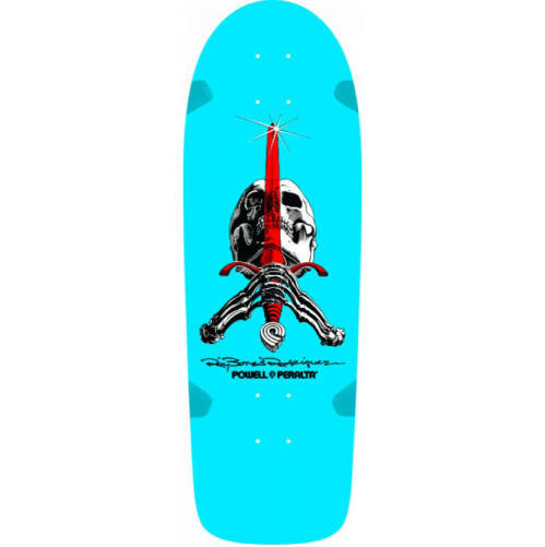 Powell Peralta Pro Ray Rodriguez OG Skull and Sword Light Blue Reissue Skateboard Deck 10"