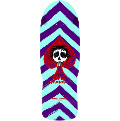 Powell Peralta Steve Steadham Pro Skull & Spade Purple, Aqua Reissue Skateboard Deck 10"