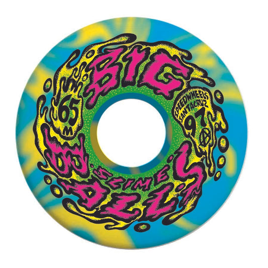Santa Cruz Slime Balls Big Balls Skateboard Wheels Blue, Yellow Swirl 65MM 97A