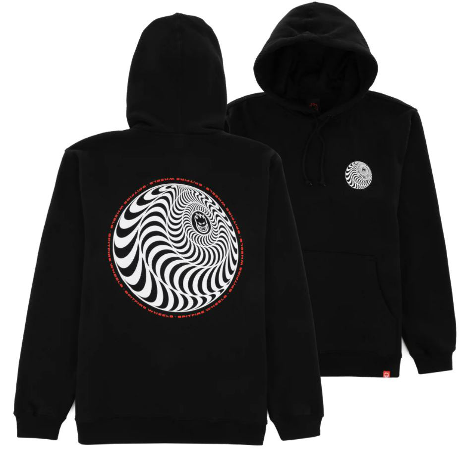 Spitfire Skewed Classic Black/White/Red Hooded Sweatshirt