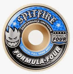 Spitfire Formula Four Conical Full Blue, Black Wheels 56MM 99D skateboard wheels