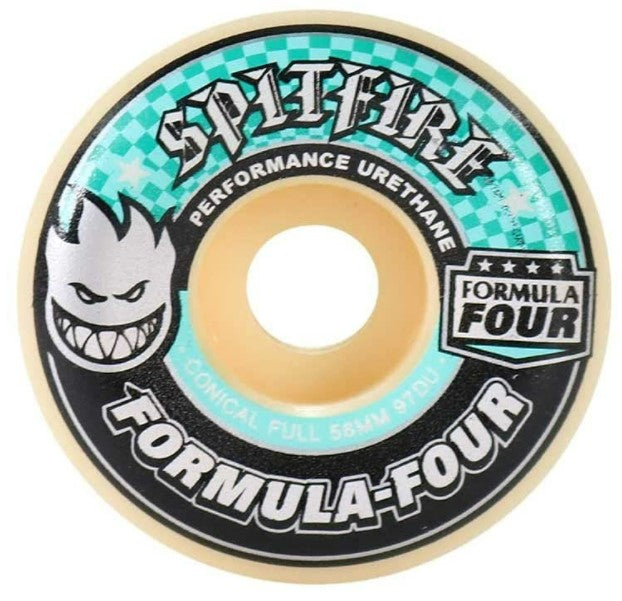 Spitfire Formula Four Conical Full Teal, Black, Natural Wheels 58MM 97D