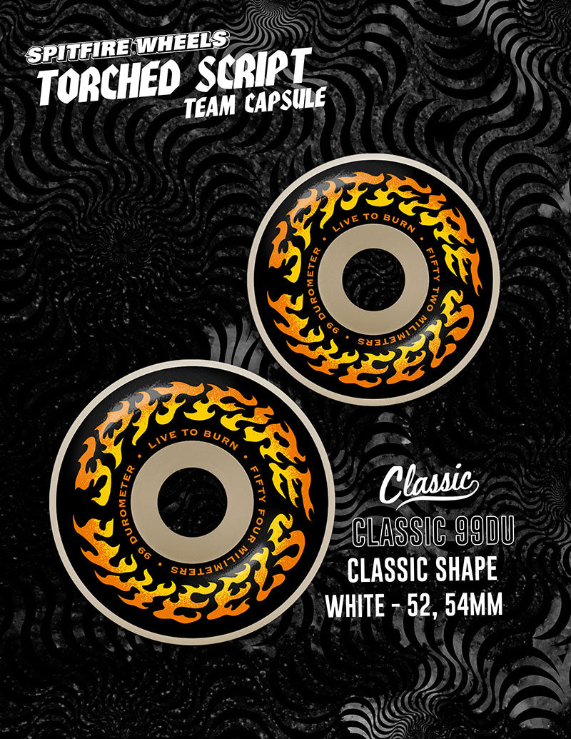 Spitfire Classic Torched Script Wheels 52MM 99D