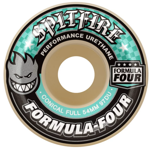 Spitfire Formula Four Conical Full Teal, Black skateboard Wheels 54MM