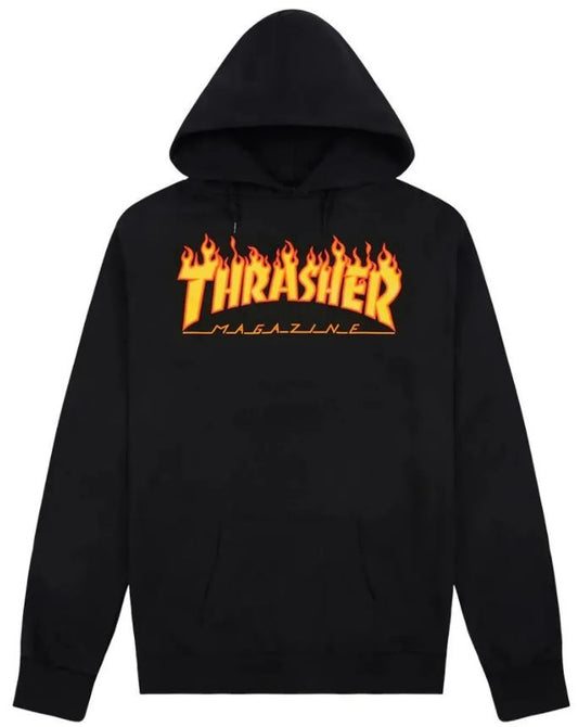 Thrasher Flame Logo Hooded Sweatshirt - Black Hoodie