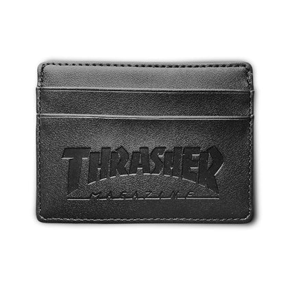 Thrasher Logo Black Leather Card Wallet