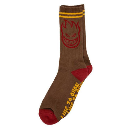 Spitfire Bighead Crew Socks - Brown/Red/Gold