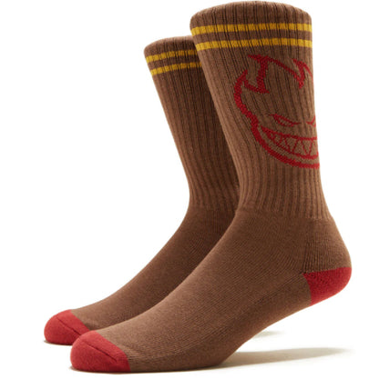 Spitfire Bighead Crew Socks - Brown/Red/Gold