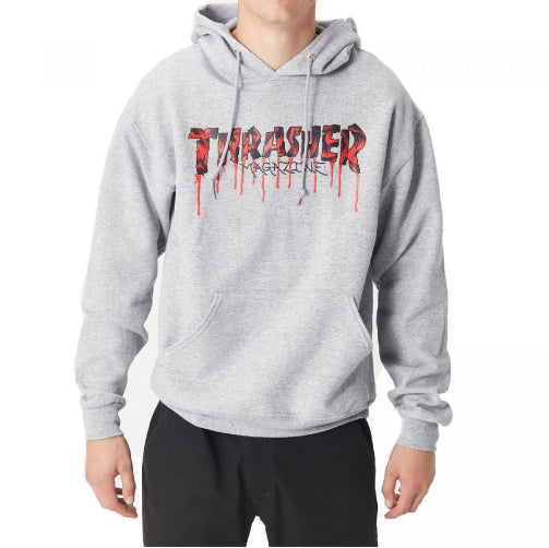 Thrasher Blood Drip Hoodie - Gray