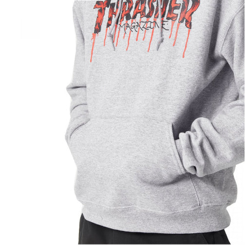 Thrasher Blood Drip Hooded Sweatshirt - Gray