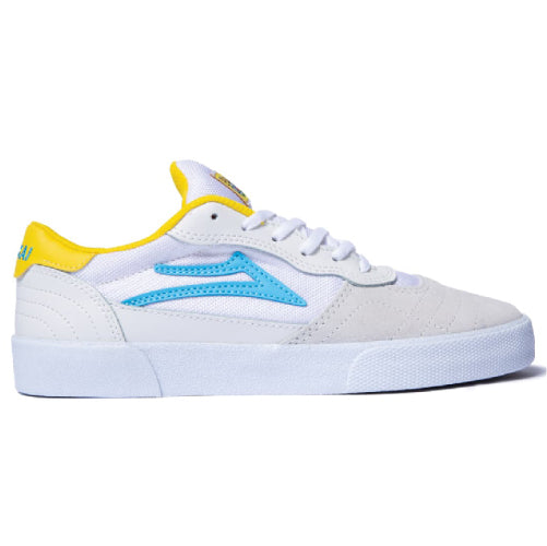 Lakai X Pacifico Cambridge White, Cyan, Yellow Suede Skate Shoe