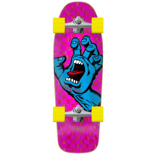 Santa Cruz X Carver Screaming Hand Pink Check Surf Skate Cruiser Complete 30.2"