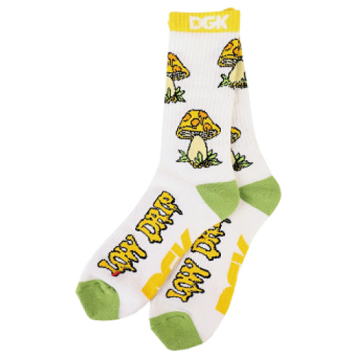 DGK Low Drip Shroom Crew White Socks