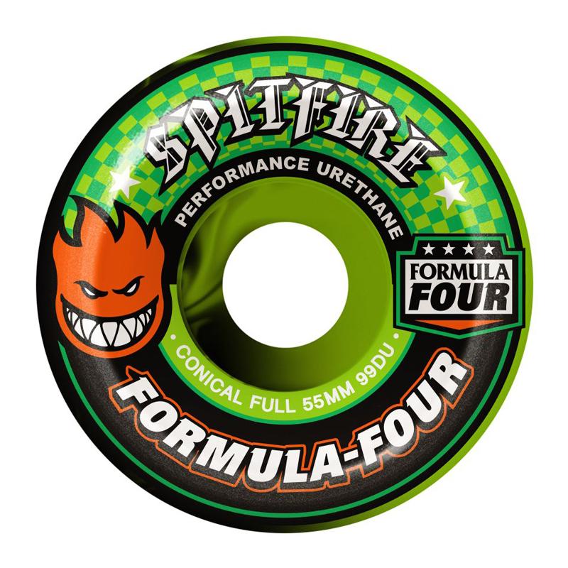 Spitfire Formula Four Conical Full Swirl Green/Black 53MM Wheels