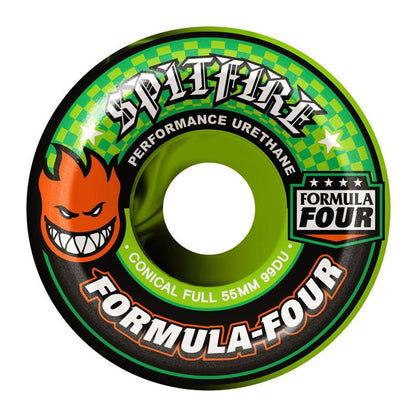 Spitfire Formula Four Conical Full Swirl Green/Black 53MM Wheels