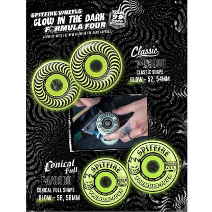 Spitfire Formula Glow Conical Full Skateboard Wheels Natural 58MM 99D