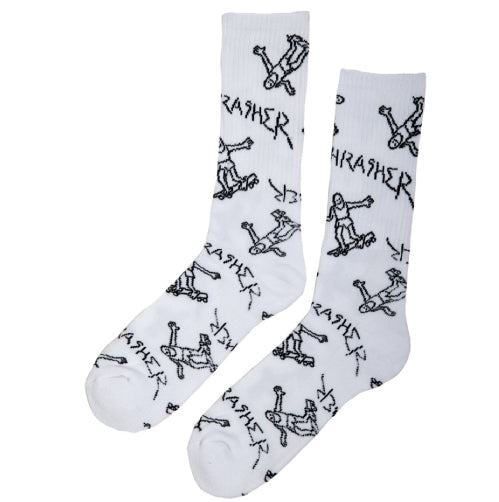 Thrasher Gonz Logo Crew Socks White