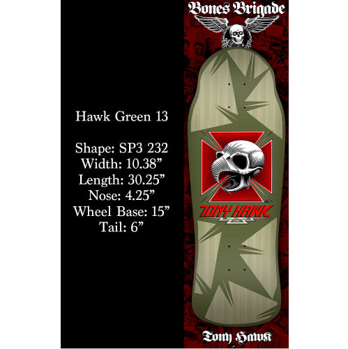 LIMITED Powell Peralta Bones Brigade Series 13 TONY HAWK Chicken Skull Green Deck 10.38"