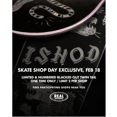 Real Ishod Wair LIMITED Skate Shop Day Catscratch Twin Tail Skateboard Deck Blacked Out 8.3"