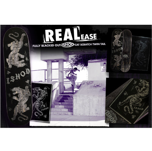 Real Ishod Wair LIMITED Skate Shop Day Catscratch Twin Tail Skateboard Deck Blacked Out 8.3"