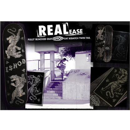 Real Ishod Wair LIMITED Skate Shop Day Catscratch Twin Tail Skateboard Deck Blacked Out 8.3"