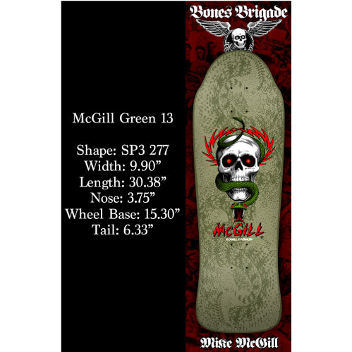 LIMITED Powell Peralta Bones Brigade Series 13 MIKE MCGILL Skull & Snake Green Deck